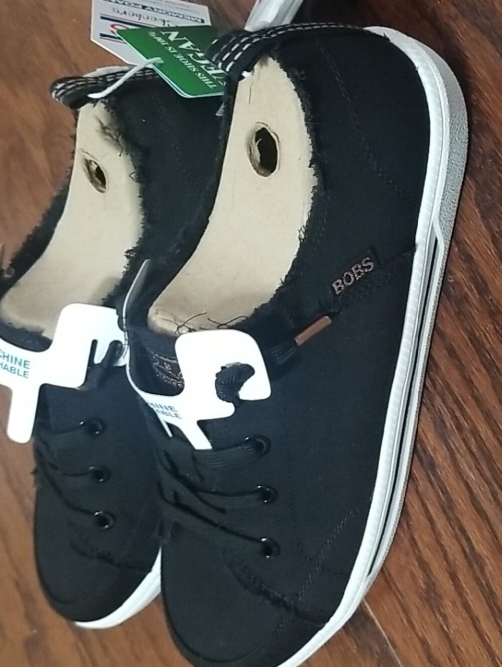 Skechers BOBS Black Canvas Sneakers with White Sole